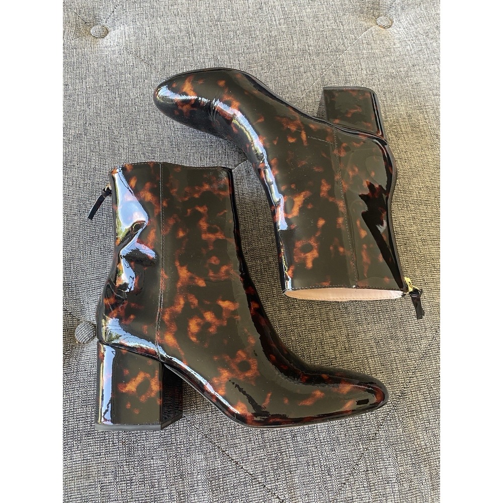 J.CREW Tortoise Shell Patent Leather Ankle Boots Women's Size 7.5 Heeled